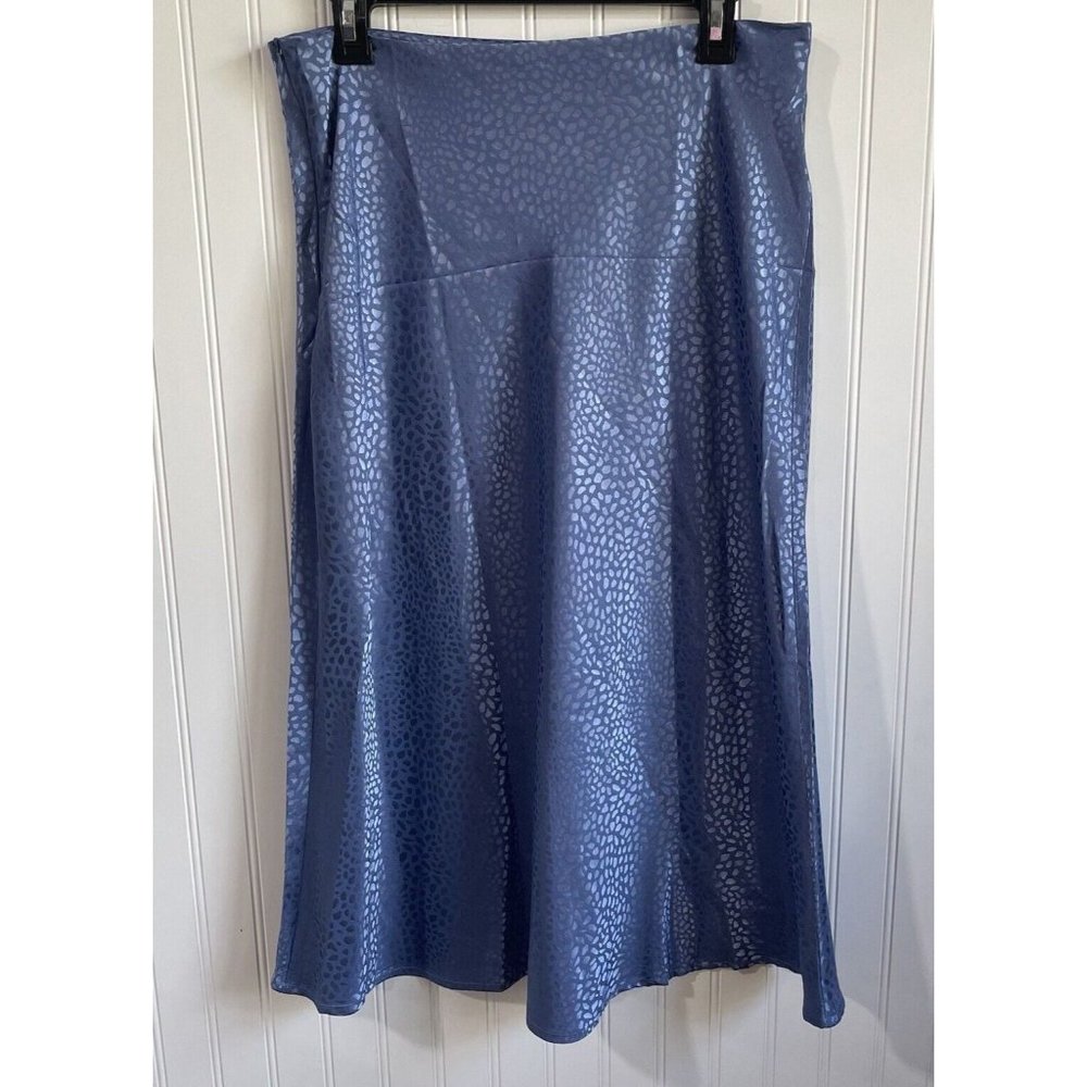 Shein Skirt Womens Large Blue Animal Print Maxi A-Line Side Zip Closure